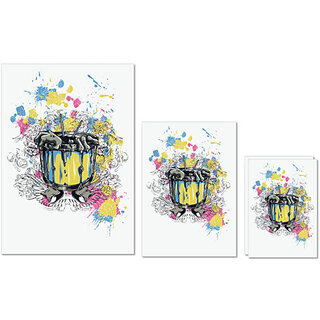                       UDNAG Untearable Waterproof Stickers 155GSM 'Musical Instrument | Gaitar, drum and Death' A4 x 1pc, A5 x 1pc & A6 x 2pc                                              