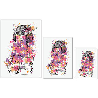                       UDNAG Untearable Waterproof Stickers 155GSM 'Japanese | Japanese Lady illustration' A4 x 1pc, A5 x 1pc & A6 x 2pc                                              