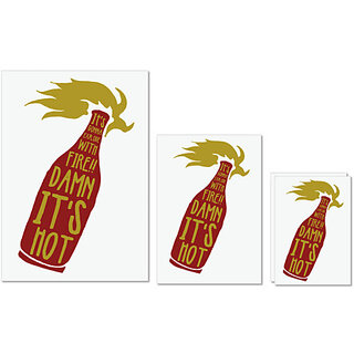                       UDNAG Untearable Waterproof Stickers 155GSM 'Fire damn its hot' A4 x 1pc, A5 x 1pc & A6 x 2pc                                              