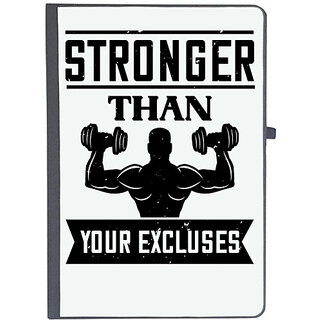                      UDNAG Ruled Notebook Diary 'Gym | stronger than your excluses', [A5 80Pages 80GSM]                                              