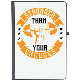                       UDNAG Ruled Notebook Diary 'Gym | stronger than your excuses', [A5 80Pages 80GSM]                                              
