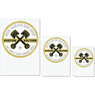                       UDNAG Untearable Waterproof Stickers 155GSM 'Garrage bike shop' A4 x 1pc, A5 x 1pc & A6 x 2pc                                              