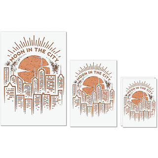                       UDNAG Untearable Waterproof Stickers 155GSM 'City | Moon and city' A4 x 1pc, A5 x 1pc & A6 x 2pc                                              