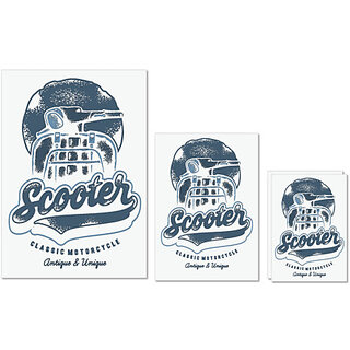                       UDNAG Untearable Waterproof Stickers 155GSM 'Scooter | classic motorcycle' A4 x 1pc, A5 x 1pc & A6 x 2pc                                              