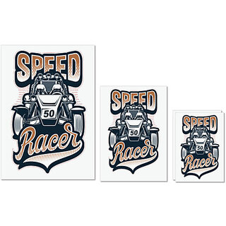                       UDNAG Untearable Waterproof Stickers 155GSM 'Racer | Speed Car Racer' A4 x 1pc, A5 x 1pc & A6 x 2pc                                              