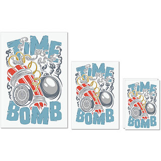                       UDNAG Untearable Waterproof Stickers 155GSM 'Bomb | Time bomb' A4 x 1pc, A5 x 1pc & A6 x 2pc                                              