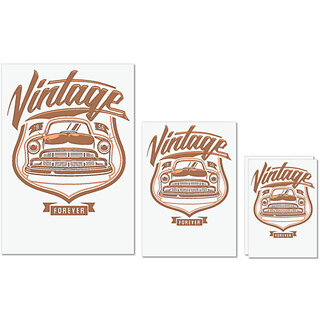                       UDNAG Untearable Waterproof Stickers 155GSM 'Vintage Car | Vintage Car forever' A4 x 1pc, A5 x 1pc & A6 x 2pc                                              