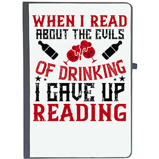                       UDNAG Ruled Notebook Diary 'Wine | When I read about the evils of drinking, I gave up reading', [A5 80Pages 80GSM]                                              