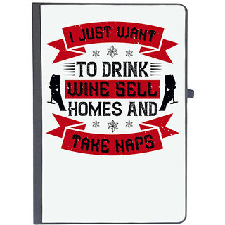                       UDNAG Ruled Notebook Diary 'Wine | I just want to drink wine sell home and take naps', [A5 80Pages 80GSM]                                              