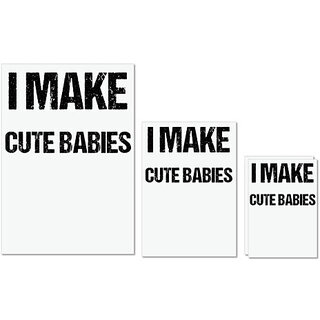                       UDNAG Untearable Waterproof Stickers 155GSM 'Mom Dad | I make cute babies' A4 x 1pc, A5 x 1pc & A6 x 2pc                                              