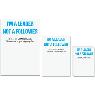                       UDNAG Untearable Waterproof Stickers 155GSM 'Leader | I am a leader not a follower' A4 x 1pc, A5 x 1pc & A6 x 2pc                                              