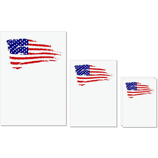                       UDNAG Untearable Waterproof Stickers 155GSM 'Flag | American Flag illustration' A4 x 1pc, A5 x 1pc & A6 x 2pc                                              