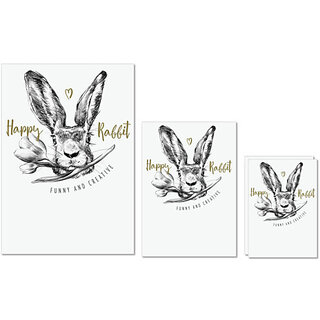                       UDNAG Untearable Waterproof Stickers 155GSM 'Happy | Happy Rabbit' A4 x 1pc, A5 x 1pc & A6 x 2pc                                              