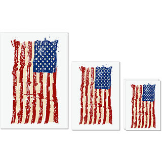                       UDNAG Untearable Waterproof Stickers 155GSM 'USA Flag | American Flag' A4 x 1pc, A5 x 1pc & A6 x 2pc                                              