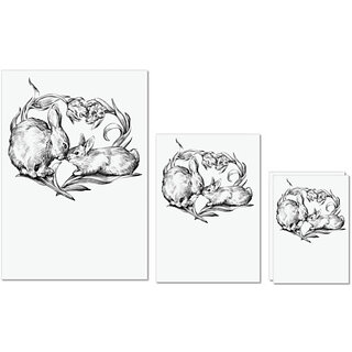                      UDNAG Untearable Waterproof Stickers 155GSM 'Rabbit | Rabbit and love' A4 x 1pc, A5 x 1pc & A6 x 2pc                                              