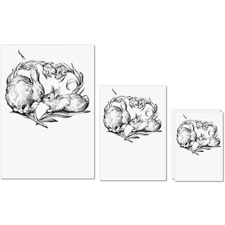                       UDNAG Untearable Waterproof Stickers 155GSM 'Rabbit | Rabbit and love' A4 x 1pc, A5 x 1pc & A6 x 2pc                                              