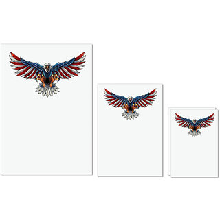                       UDNAG Untearable Waterproof Stickers 155GSM 'Bald Eagle | American Flag' A4 x 1pc, A5 x 1pc & A6 x 2pc                                              