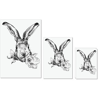                       UDNAG Untearable Waterproof Stickers 155GSM 'Rabbit and Flower' A4 x 1pc, A5 x 1pc & A6 x 2pc                                              