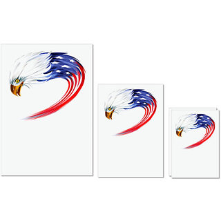                       UDNAG Untearable Waterproof Stickers 155GSM 'Flag | Eagle American Flag' A4 x 1pc, A5 x 1pc & A6 x 2pc                                              
