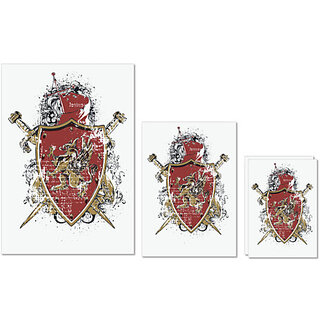 UDNAG Untearable Waterproof Stickers 155GSM 'Logo | Lion Family crest vintage' A4 x 1pc, A5 x 1pc & A6 x 2pc UDNAG Untearable Waterproof Stickers 155GSM 'Logo | Lion Family crest vintage' A4 x 1pc, A5 x 1pc & A6 x 2pc
