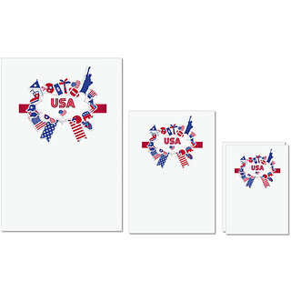                       UDNAG Untearable Waterproof Stickers 155GSM 'USA | USA and Flag' A4 x 1pc, A5 x 1pc & A6 x 2pc                                              