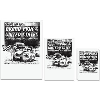                       UDNAG Untearable Waterproof Stickers 155GSM 'Grand Prix united States | Racing Car Show' A4 x 1pc, A5 x 1pc & A6 x 2pc                                              