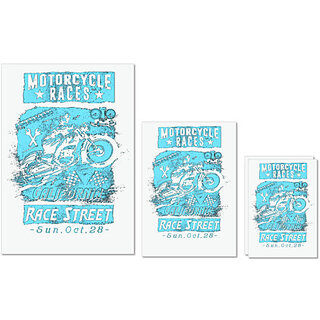                       UDNAG Untearable Waterproof Stickers 155GSM 'Motorcycle | Motorcycle Race Street' A4 x 1pc, A5 x 1pc & A6 x 2pc                                              