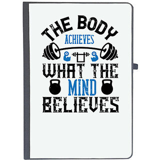                       UDNAG Ruled Notebook Diary 'Gym | The body achieves what the mind believes copy', [A5 80Pages 80GSM]                                              