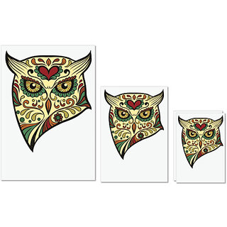                       UDNAG Untearable Waterproof Stickers 155GSM 'Illustration | Owl illustration' A4 x 1pc, A5 x 1pc & A6 x 2pc                                              