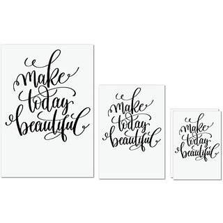                       UDNAG Untearable Waterproof Stickers 155GSM 'Phrases | Make today Beautiful' A4 x 1pc, A5 x 1pc & A6 x 2pc                                              