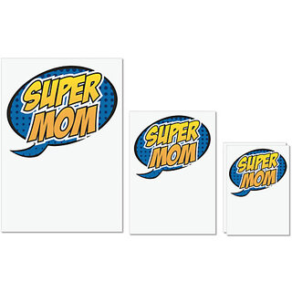                       UDNAG Untearable Waterproof Stickers 155GSM 'Mom, yellow | Super Mom' A4 x 1pc, A5 x 1pc & A6 x 2pc                                              