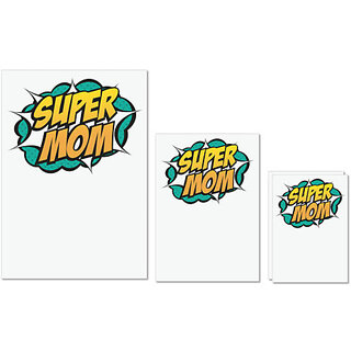                       UDNAG Untearable Waterproof Stickers 155GSM 'Mom | Super Mom White blue' A4 x 1pc, A5 x 1pc & A6 x 2pc                                              
