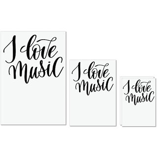                       UDNAG Untearable Waterproof Stickers 155GSM 'Music Lover | I love Music' A4 x 1pc, A5 x 1pc & A6 x 2pc                                              