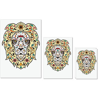                       UDNAG Untearable Waterproof Stickers 155GSM 'Illustration | Lion head illustration' A4 x 1pc, A5 x 1pc & A6 x 2pc                                              