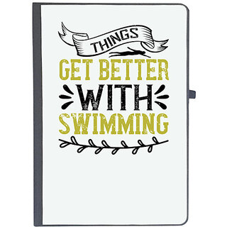                      UDNAG Ruled Notebook Diary 'Swimming | Things get better with swimming', [A5 80Pages 80GSM]                                              