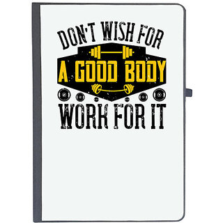                       UDNAG Ruled Notebook Diary 'Gym | Dont wish for a good body, work for it', [A5 80Pages 80GSM]                                              
