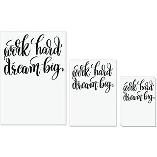                       UDNAG Untearable Waterproof Stickers 155GSM 'Work hard dream big' A4 x 1pc, A5 x 1pc & A6 x 2pc                                              