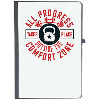                       UDNAG Ruled Notebook Diary 'Gym | All progress takes place outside the comfort zone', [A5 80Pages 80GSM]                                              
