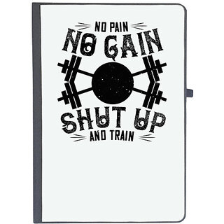                       UDNAG Ruled Notebook Diary 'Gym | No pain, no gain. Shut up and train', [A5 80Pages 80GSM]                                              