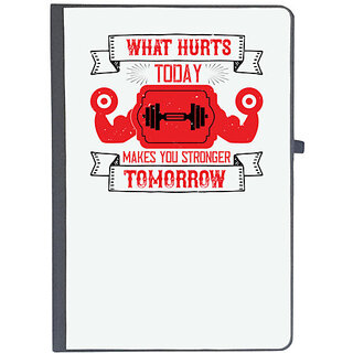                       UDNAG Ruled Notebook Diary 'Gym | What hurts today makes you stronger tomorrow', [A5 80Pages 80GSM]                                              