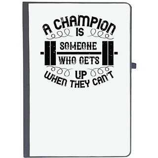                       UDNAG Ruled Notebook Diary 'Gym | A champion is someone who gets up when they cant', [A5 80Pages 80GSM]                                              