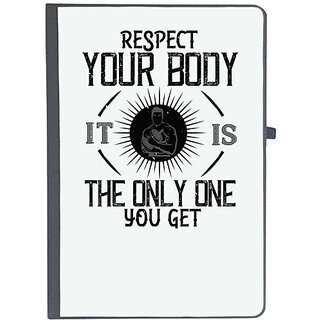                       UDNAG Ruled Notebook Diary 'Gym | Respect your body. Its the only one you get', [A5 80Pages 80GSM]                                              