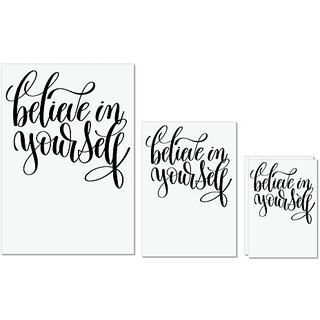                       UDNAG Untearable Waterproof Stickers 155GSM 'Believe in yourself' A4 x 1pc, A5 x 1pc & A6 x 2pc                                              
