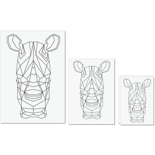                       UDNAG Untearable Waterproof Stickers 155GSM 'Geometry | Rhino Head Geometry' A4 x 1pc, A5 x 1pc & A6 x 2pc                                              