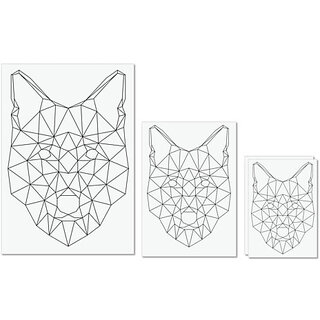                       UDNAG Untearable Waterproof Stickers 155GSM 'Geometry | Wolf head' A4 x 1pc, A5 x 1pc & A6 x 2pc                                              