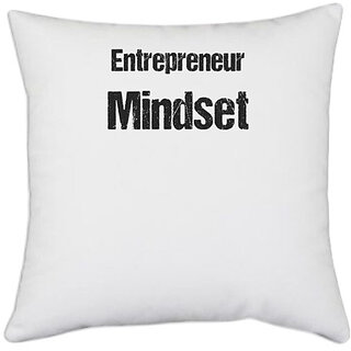                       UDNAG White Polyester 'Entrepreneur | Mindset' Pillow Cover [16 Inch X 16 Inch]                                              