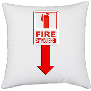                       UDNAG White Polyester 'Fire Extinguisher' Pillow Cover [16 Inch X 16 Inch]                                              