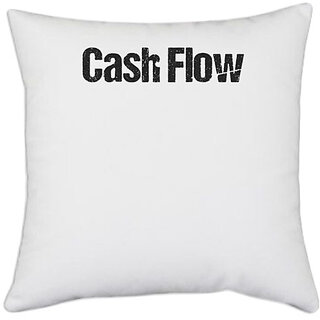                       UDNAG White Polyester 'Money | Cash Flow' Pillow Cover [16 Inch X 16 Inch]                                              