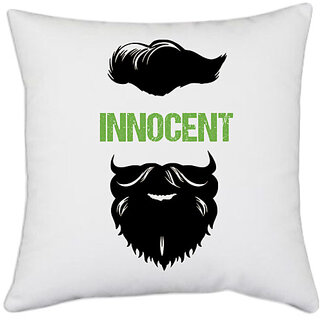                       UDNAG White Polyester 'Beared | Innocent' Pillow Cover [16 Inch X 16 Inch]                                              