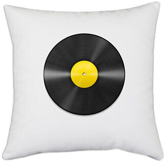                       UDNAG White Polyester 'Casset | Record casset' Pillow Cover [16 Inch X 16 Inch]                                              